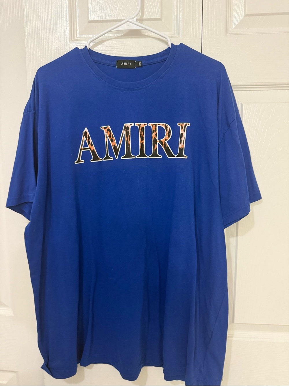 AMIRI Blue T-Shirt with Leopard Logo